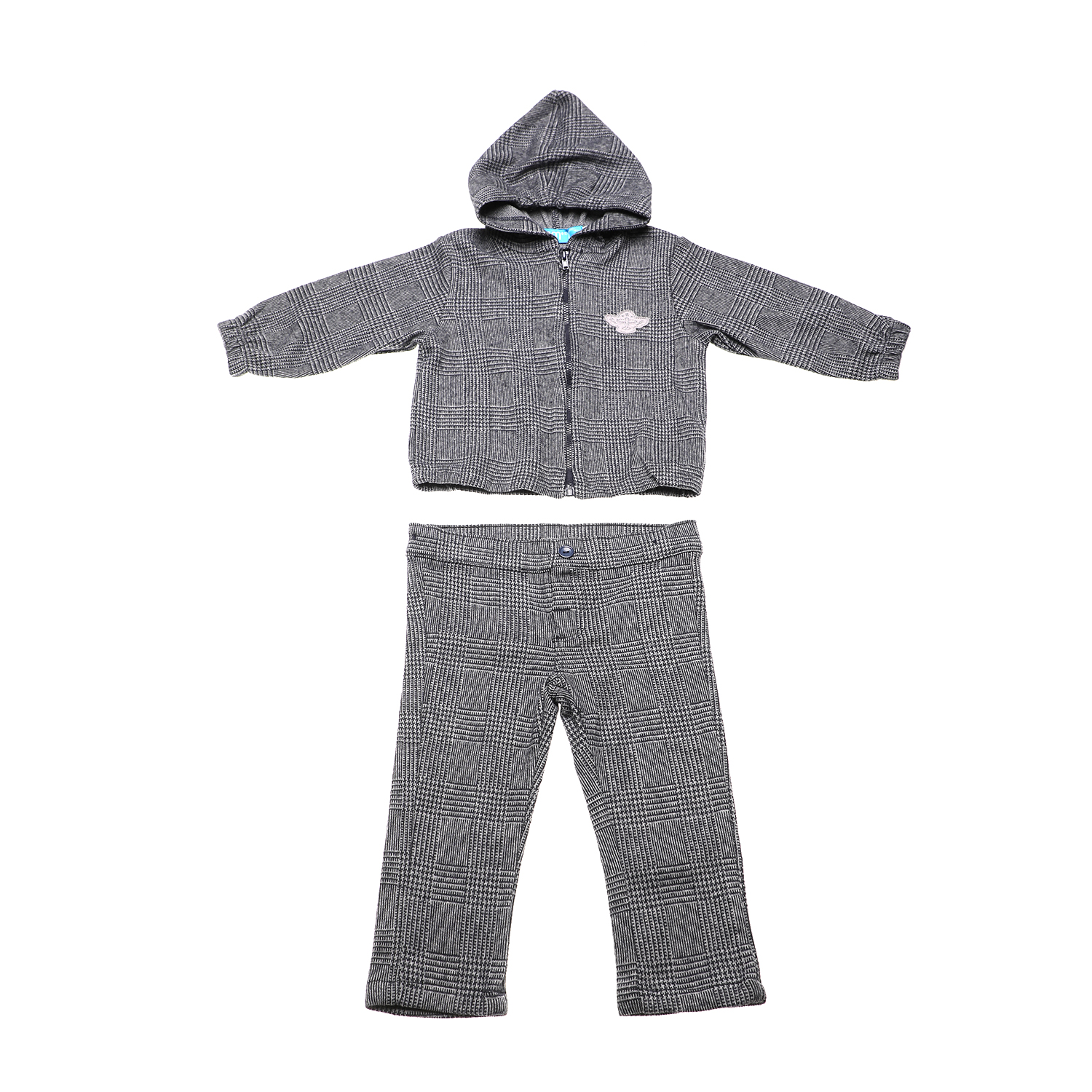 Παιδικά/Baby/Ρούχα/Σετ SAM 0-13 - Παιδικό σετ από ζακέτα, μπλούζα και παντελόνι SAM 0-13 εκρού γκρι
