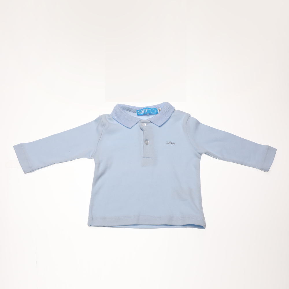 Παιδικά/Baby/Ρούχα/Μπλούζες SAM 0-13 - Βρεφική polo μπλούζα SAM 0-13 σιέλ