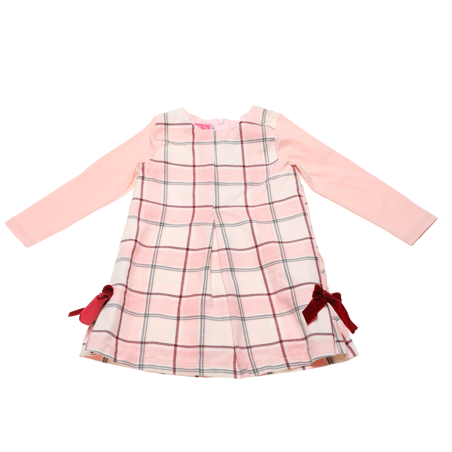 Παιδικά/Girls/Ρούχα/Φορέματα Μακρυμάνικα SAM 0-13 - Παιδικό φόρεμα SAM 0-13 καρό ροζ γκρι