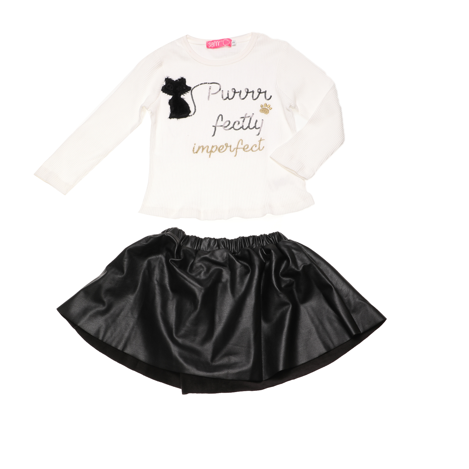 Παιδικά/Girls/Ρούχα/Σετ SAM 0-13 - Παιδικό σετ από μπλούζα και φούστα SAM 0-13 PERFECTLY INPERFECT λευκό μαύρο