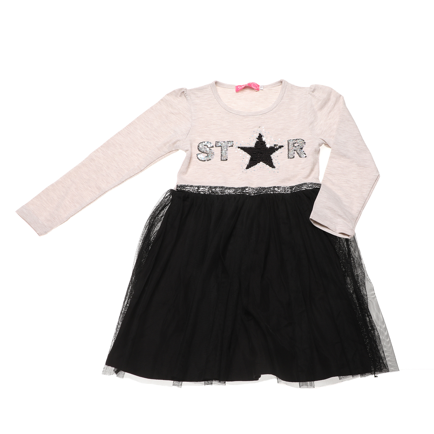 Παιδικά/Girls/Ρούχα/Φορέματα Μακρυμάνικα SAM 0-13 - Παιδικό φόρεμα SAM 0-13 STAR μπεζ μαύρο