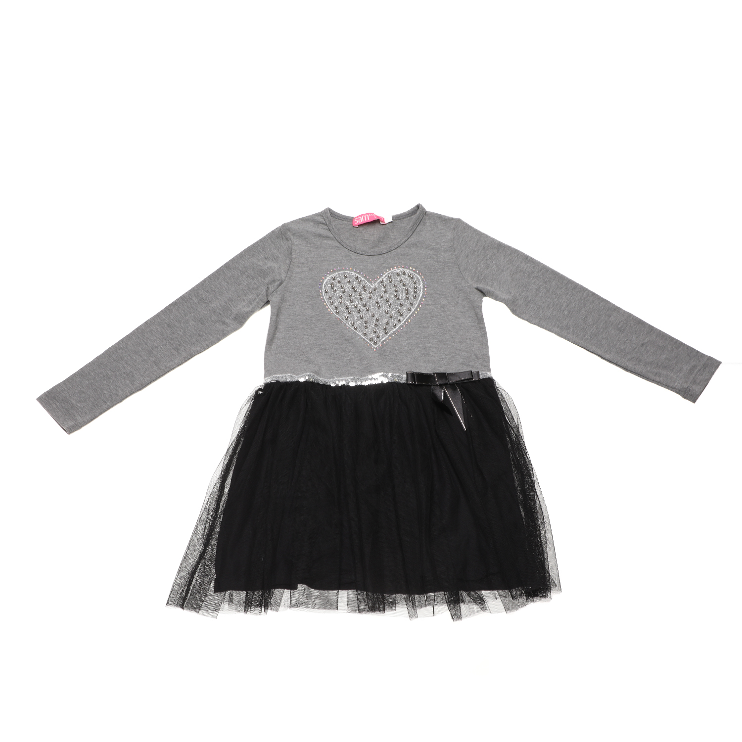 Παιδικά/Girls/Ρούχα/Φορέματα Μακρυμάνικα SAM 0-13 - Παιδικό φόρεμα SAM 0-13 μαύρο γκρι