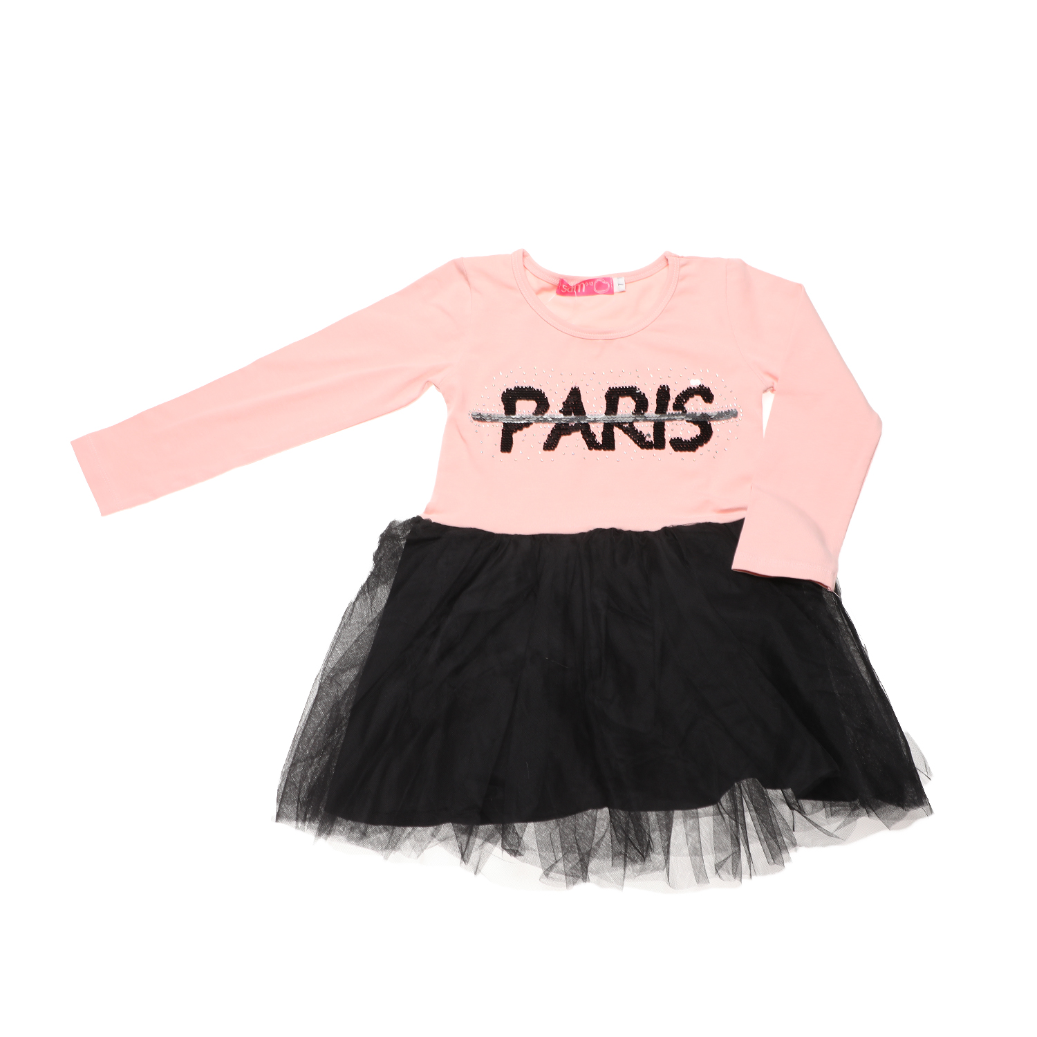 Παιδικά/Girls/Ρούχα/Φορέματα Μακρυμάνικα SAM 0-13 - Παιδικό φόρεμα SAM 0-13 PARIS ροζ μαύρο