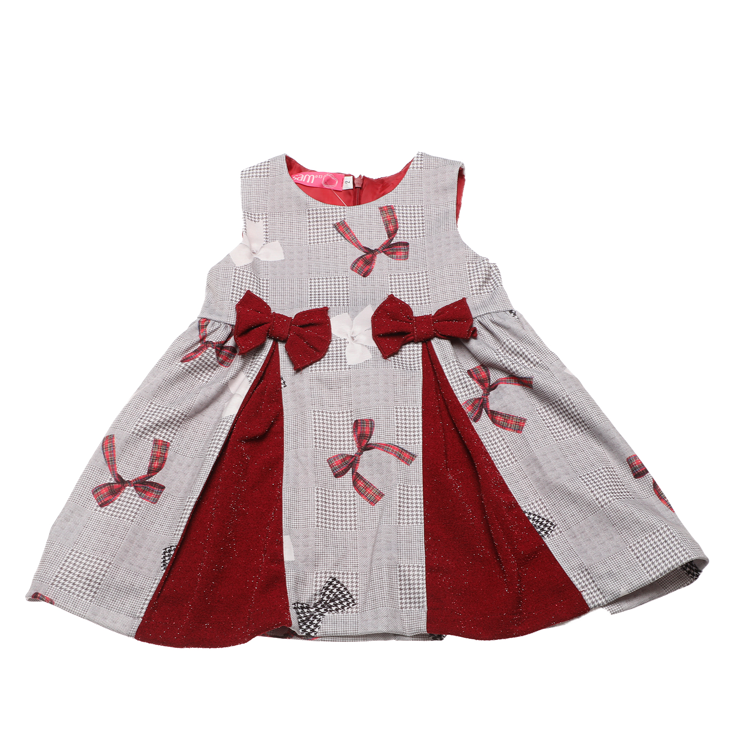 Παιδικά/Girls/Ρούχα/Φορέματα Κοντομάνικα-Αμάνικα SAM 0-13 - Παιδικό φόρεμα SAM 0-13 γκρι κόκκινο