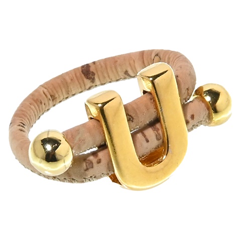 APOXYLO-Γυναικείο δαχτυλίδι APOXYLO U RING εκρού χρυσό