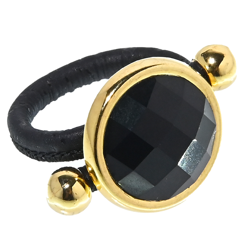 Γυναικεία/Αξεσουάρ/Κοσμήματα/Δαχτυλίδια APOXYLO - Γυναικείο δαχτυλίδι από φελλό APOXYLO μαύρο
