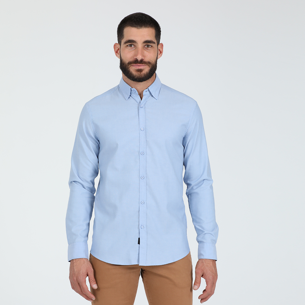 Ανδρικά/Ρούχα/Πουκάμισα/Μακρυμάνικα DIRTY LAUNDRY - Ανδρικό πουκάμισο DIRTY LAUNDRY MINI OXFORD μπλε