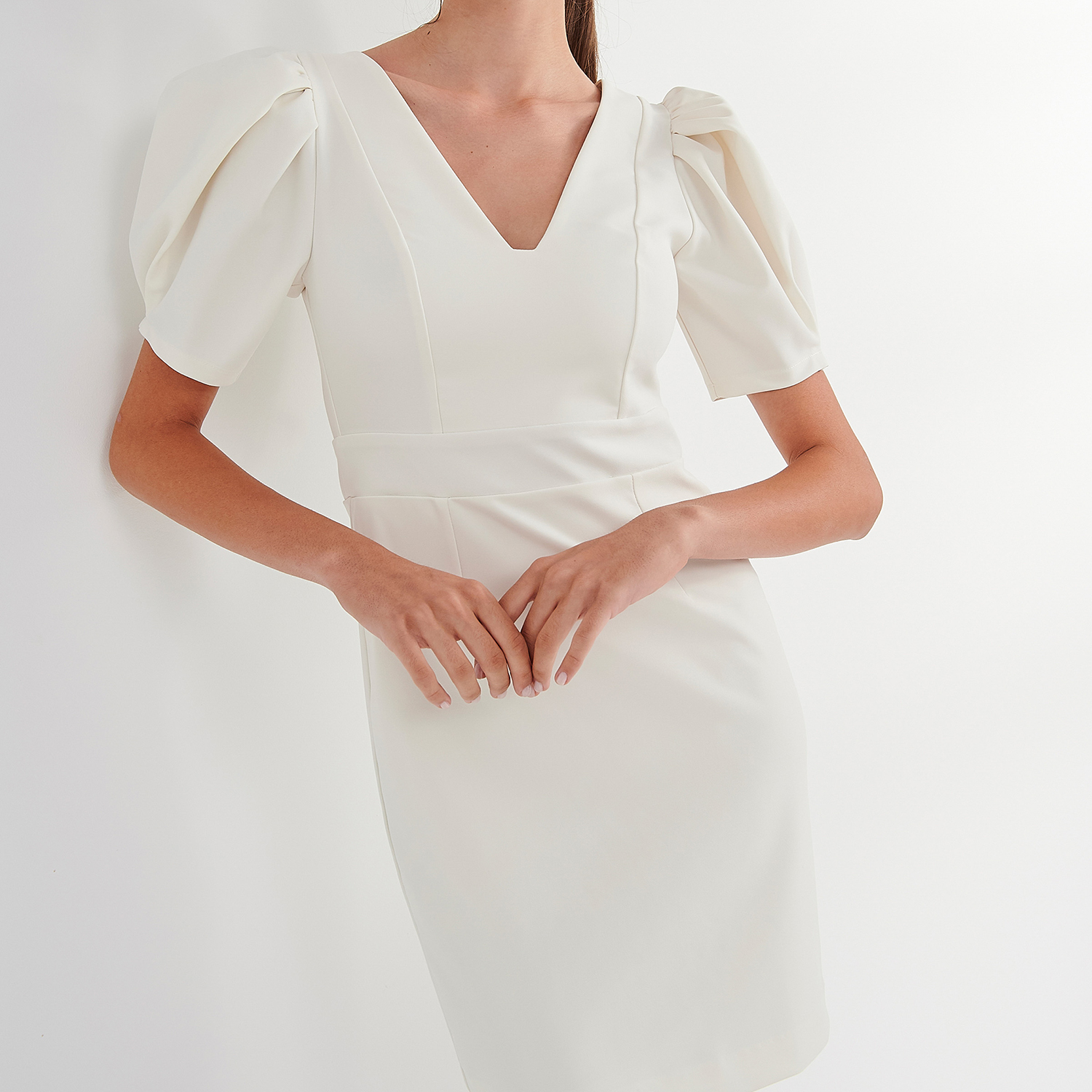 Γυναικεία/Ρούχα/Φορέματα/Μίνι ATTRATTIVO - Γυναικείο mini φόρεμα ATTRATTIVO λευκό
