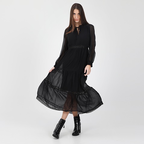 ATTRATTIVO-Γυναικείο maxi φόρεμα ATTRATTIVO μαύρο