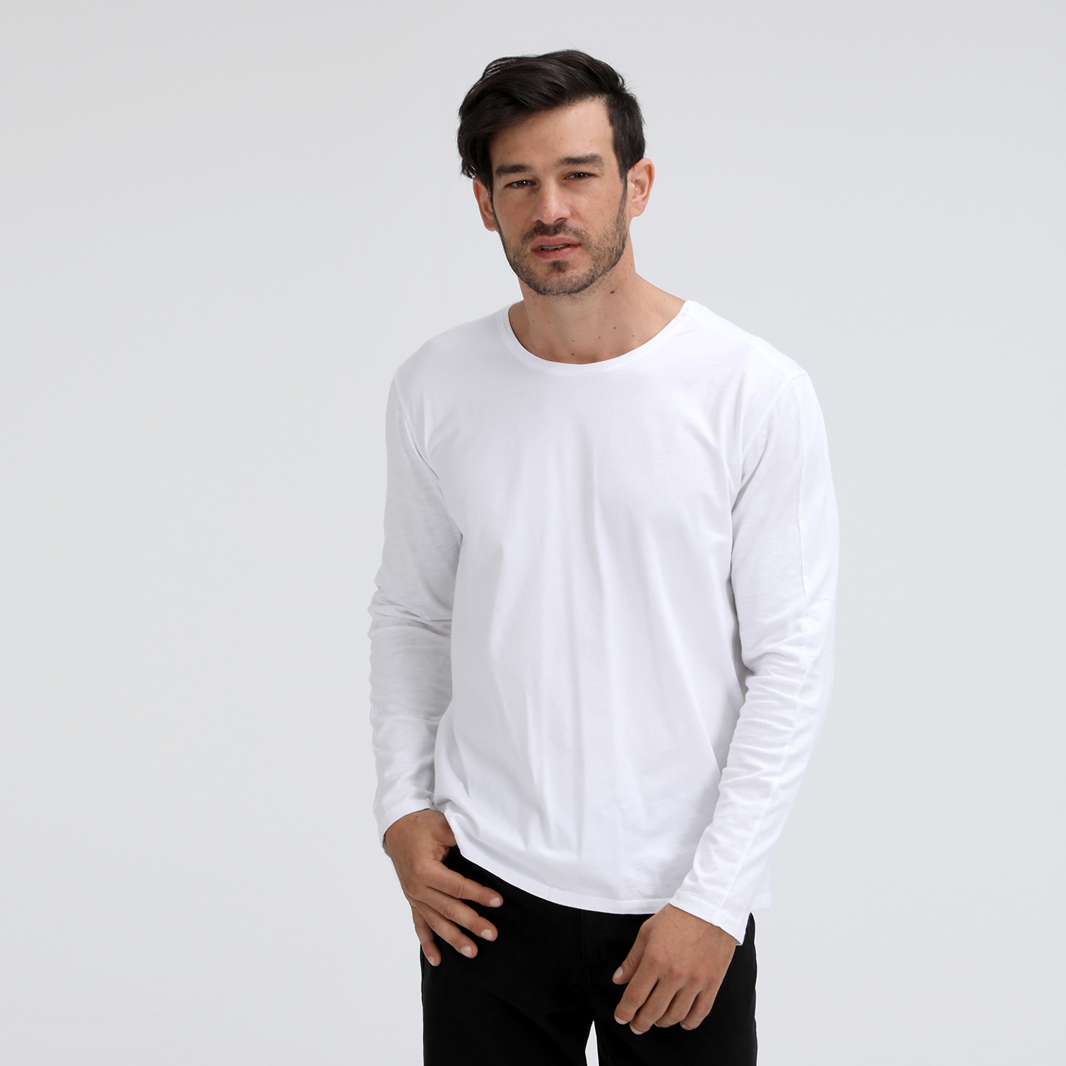 Ανδρικά/Ρούχα/Μπλούζες/Μακρυμάνικες DIRTY LAUNDRY - Ανδρική μπλούζα DIRTY LAUNDRY DESIGNED SLUB JERSEY COTTON L/ λευκή