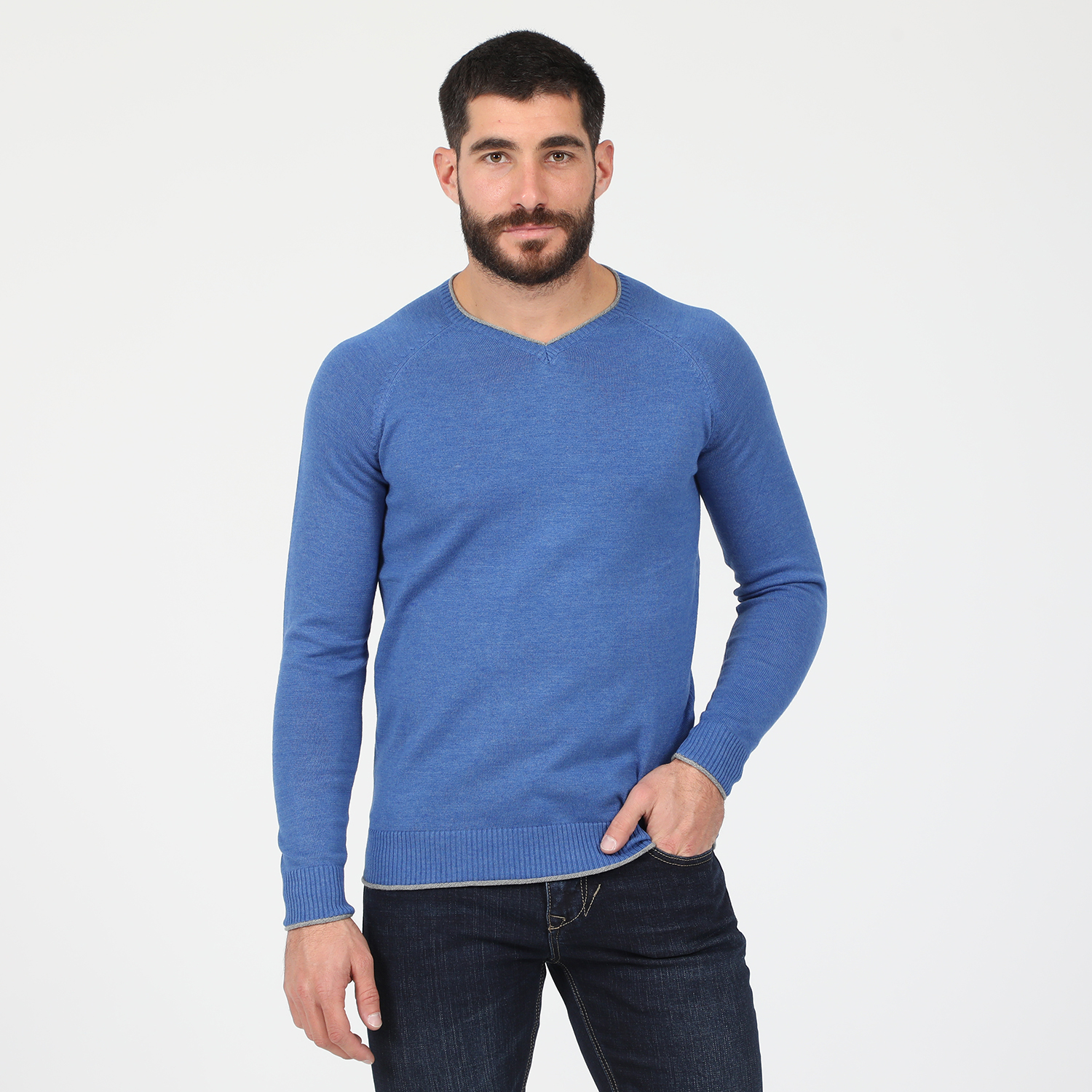 Ανδρικά/Ρούχα/Πλεκτά-Ζακέτες/Πουλόβερ MARTIN & CO - Ανδρική πλεκτή μπλούζα MARTIN & CO μπλε