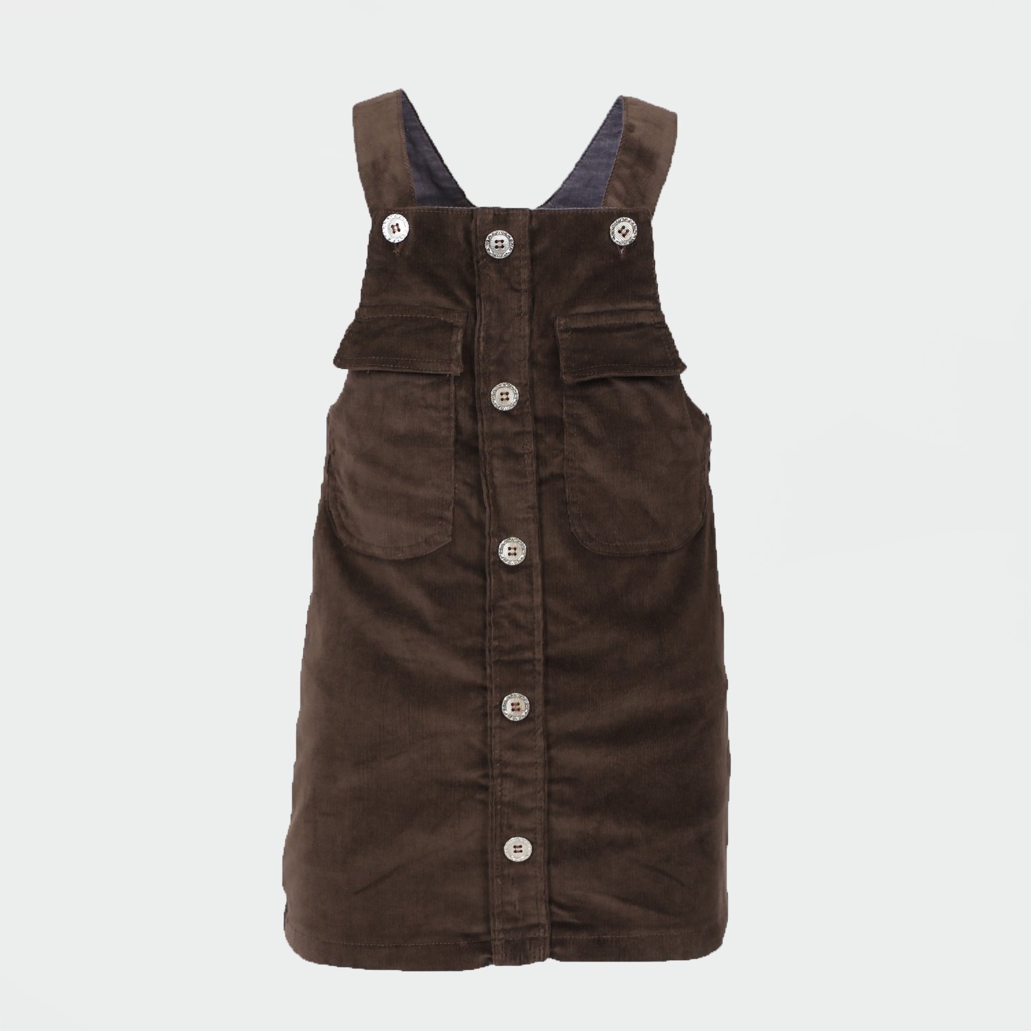 Παιδικά/Girls/Ρούχα/Φορέματα Κοντομάνικα-Αμάνικα SAM 0-13 - Παιδικό κοτλέ φόρεμα σαλοπέτα SAM 0-13 καφέ