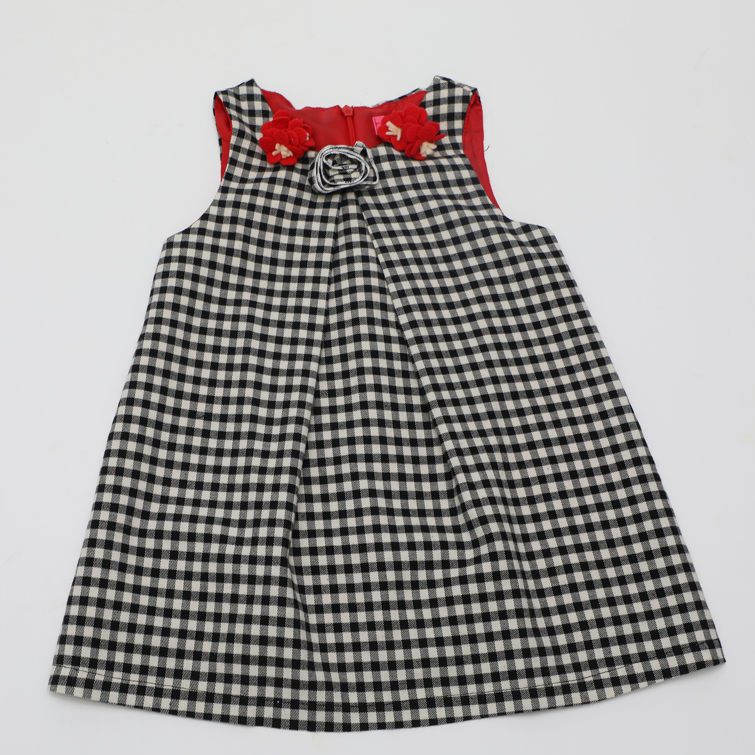 Παιδικά/Girls/Ρούχα/Φορέματα Κοντομάνικα-Αμάνικα SAM 0-13 - Παιδικό φόρεμα SAM 0-13 καρό μαύρο λευκό