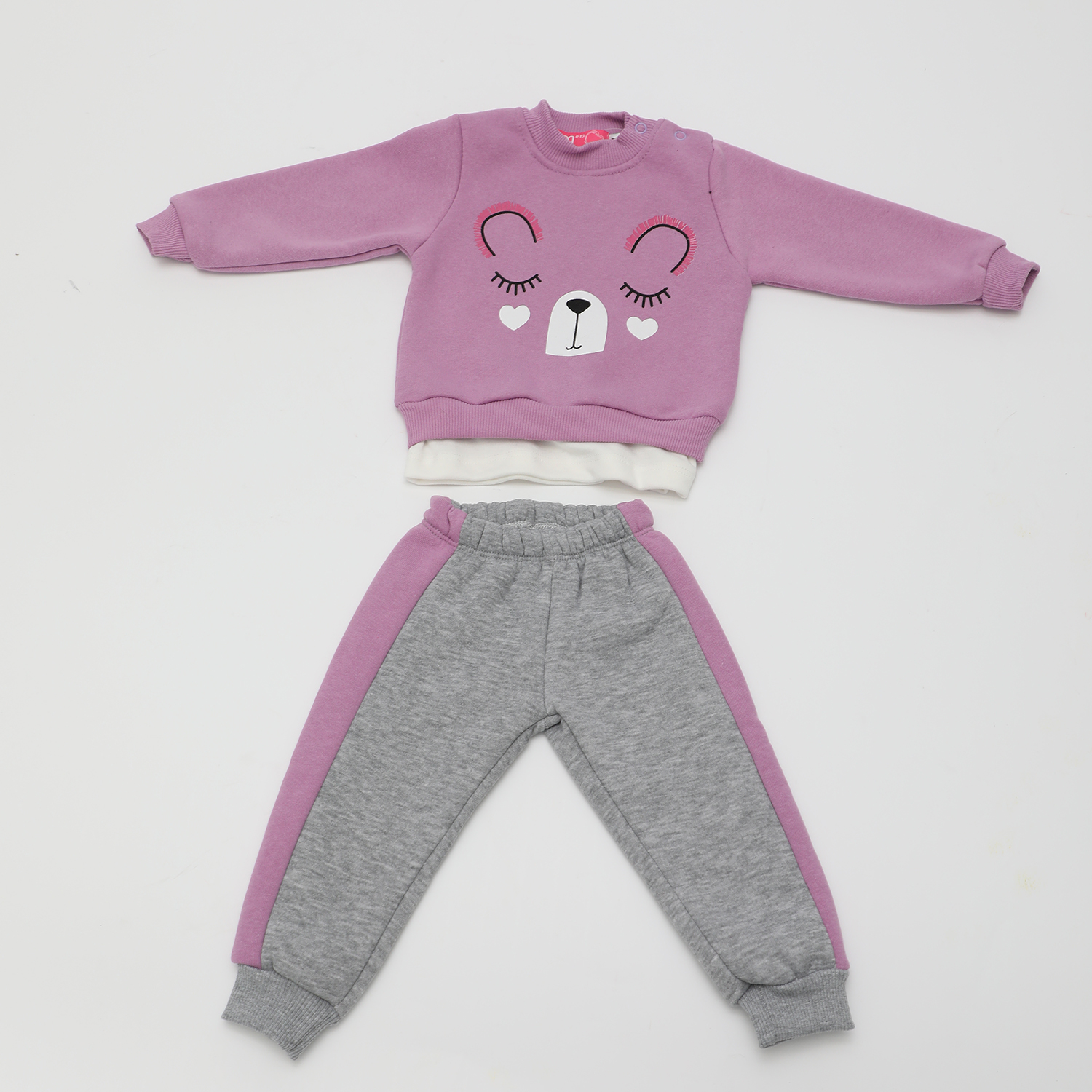Παιδικά/Baby/Ρούχα/Σετ SAM 0-13 - Βρεφικό σετ φόρμας SAM 0-13 μοβ γκρι