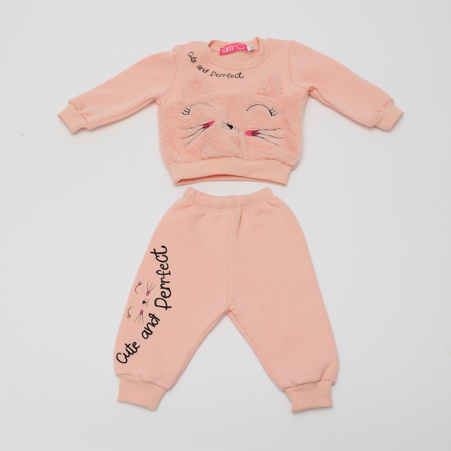 Παιδικά/Baby/Ρούχα/Σετ SAM 0-13 - Βρεφικό σετ φόρμας SAM 0-13 CUTE AND PERFECT σομόν