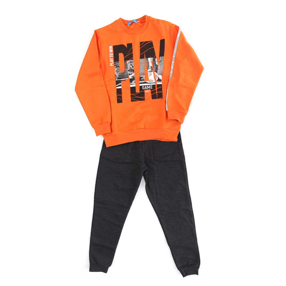 Παιδικά/Boys/Ρούχα/Φούτερ SAM 0-13 - Παιδικό σετ φόρμας SAM 0-13 PLAY πορτοκαλί ανθρακί