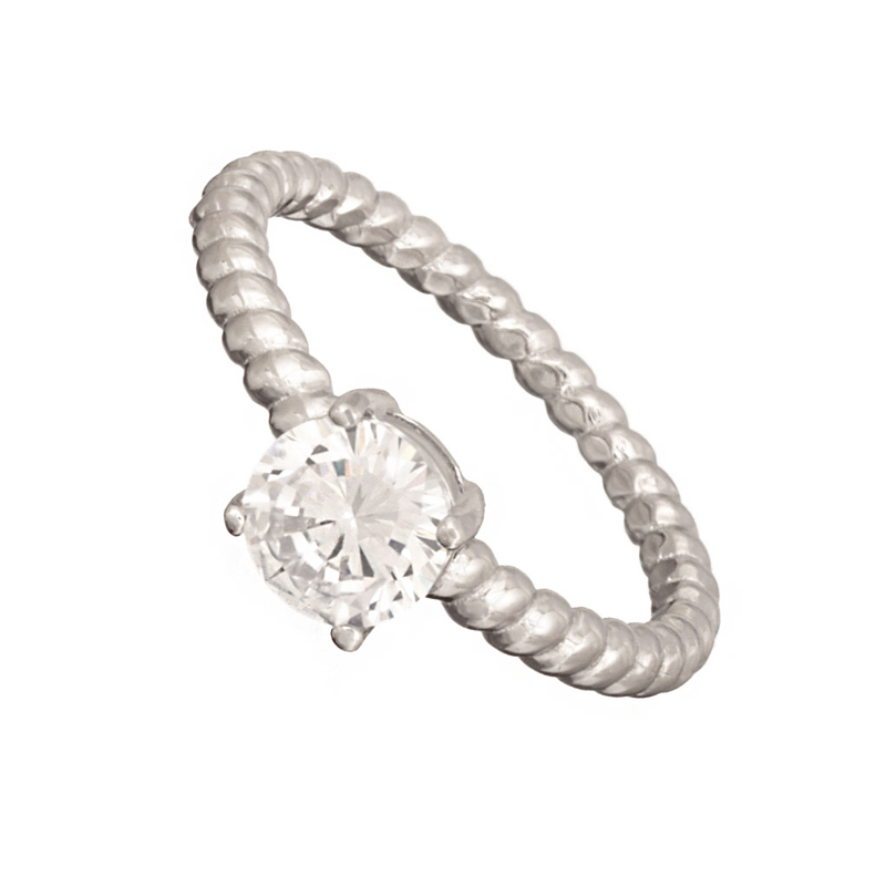 JEWELTUDE Γυναικείο δαχτυλίδι μονόπετρο JEWELTUDE από επιπλατινωμένο ασήμι