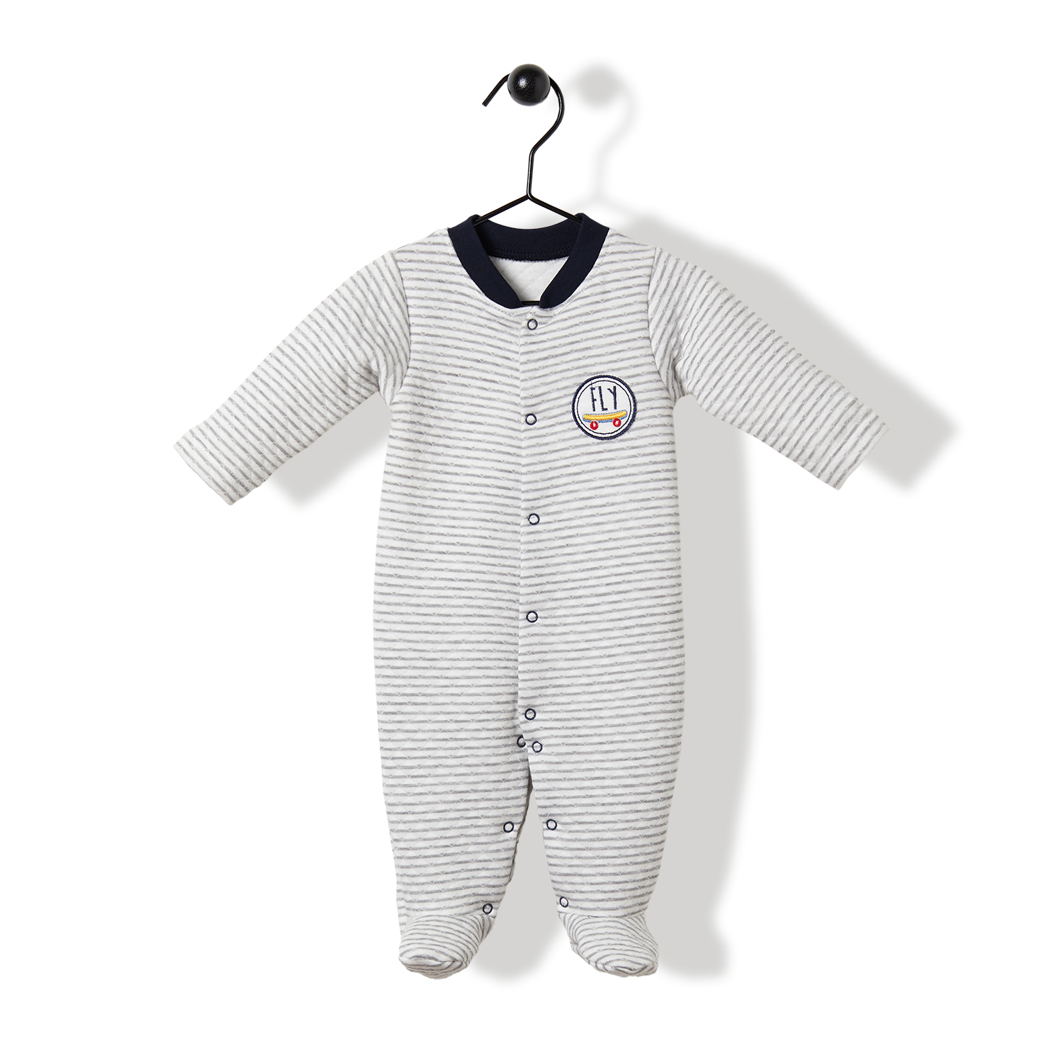Παιδικά/Baby/Ρούχα/Φορμάκια-Κορμάκια SAM 0-13 - Βρεφικό ολόσωμο φορμάκι SAM 0-13 FLY εκρού γκρι