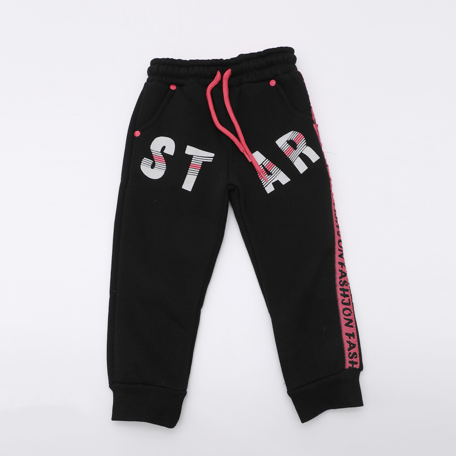 Παιδικά/Girls/Ρούχα/Παντελόνια SAM 0-13 - Παιδικό παντελόνι φόρμας SAM 0-13 STAR μαύρο ροζ