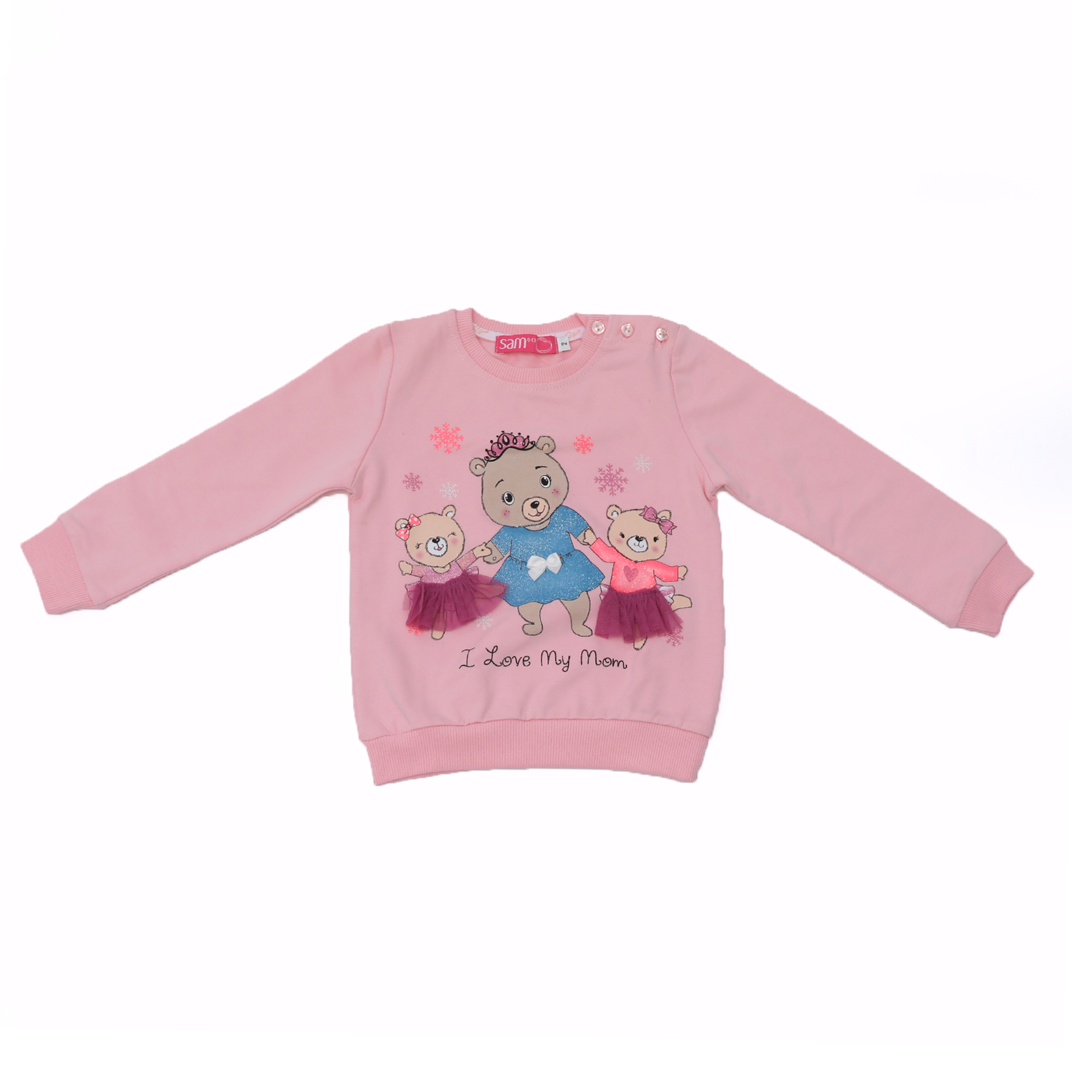 SAM 0-13 Παιδική φούτερ μπλούζα SAM 0-13 I LOVE MY MOM ροζ