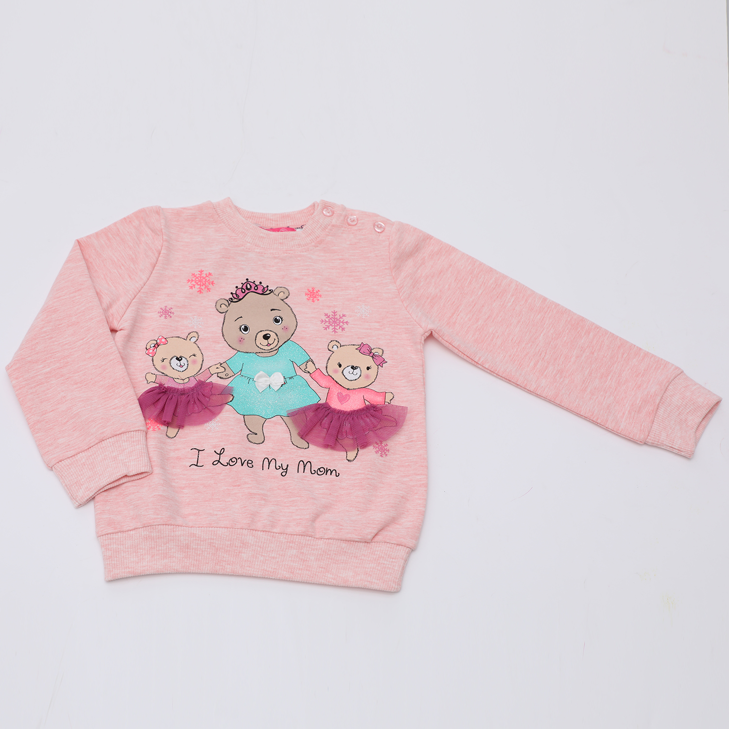 Παιδικά/Girls/Ρούχα/Φούτερ SAM 0-13 - Παιδική φούτερ μπλούζα SAM 0-13 I LOVE MY MOM ροζ μελανζέ