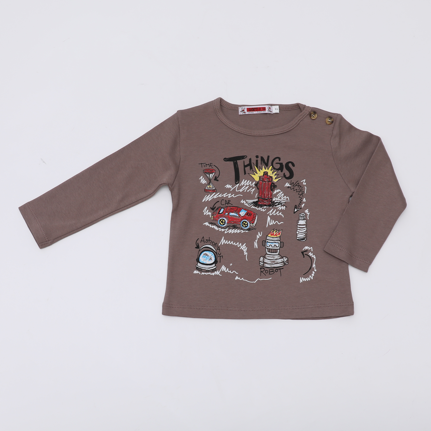 Παιδικά/Boys/Ρούχα/Μπλούζες Μακρυμάνικες SAM 0-13 - Βρεφική μπλούζα SAM 0-13 ΜΝΧ καφέ