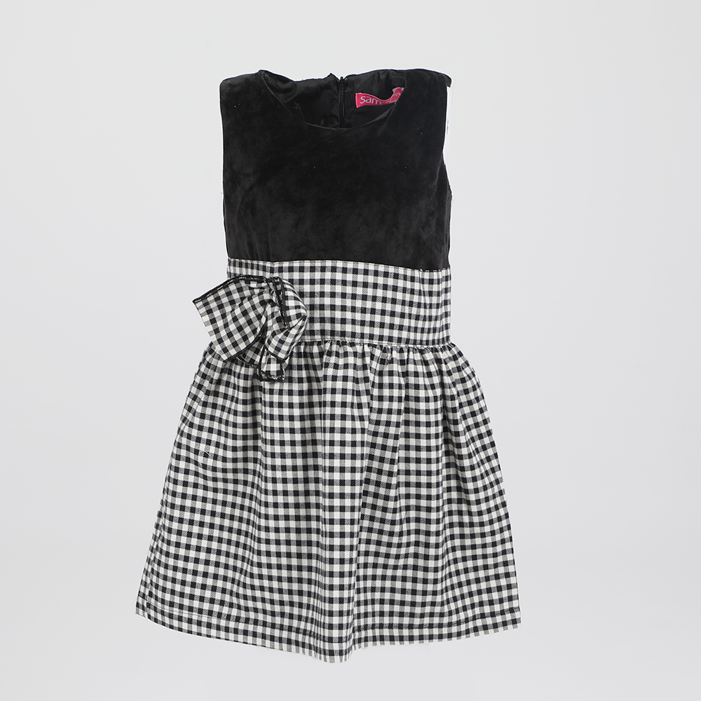 Παιδικά/Girls/Ρούχα/Φορέματα Κοντομάνικα-Αμάνικα SAM 0-13 - Παιδικό φόρεμα SAM 0-13 μαύρο λευκό καρό