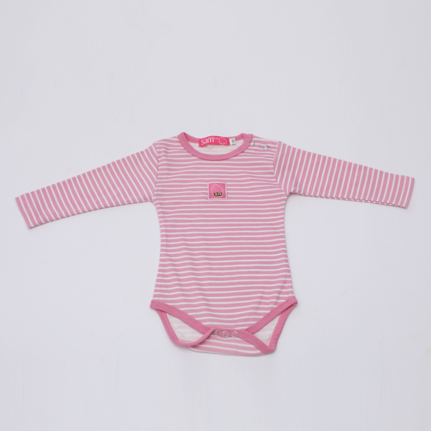 Παιδικά/Baby/Ρούχα/Φορμάκια-Κορμάκια SAM 0-13 - Βρεφικό φορμάκι SAM 0-13 ριγέ ροζ λευκό