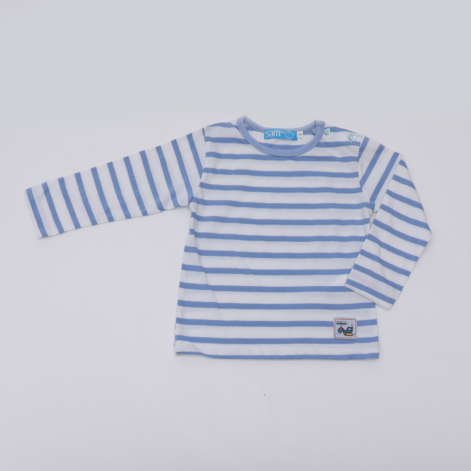 Παιδικά/Boys/Ρούχα/Μπλούζες Μακρυμάνικες SAM 0-13 - Παιδική μπλούζα SAM 0-13 ριγέ μπλε λευκή