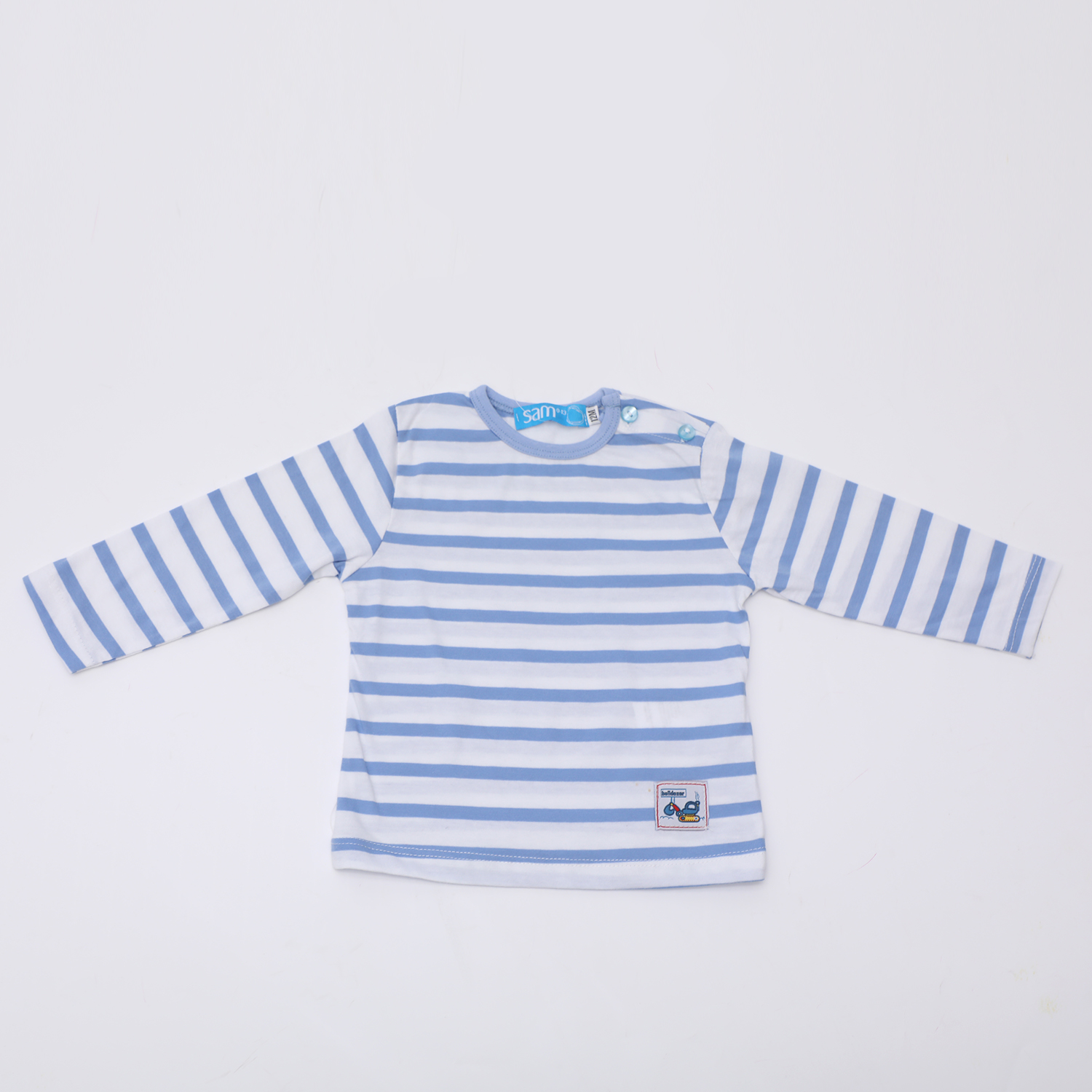 Παιδικά/Baby/Ρούχα/Μπλούζες SAM 0-13 - Βρεφική μπλούζα SAM 0-13 ριγέ λευκή μπλε