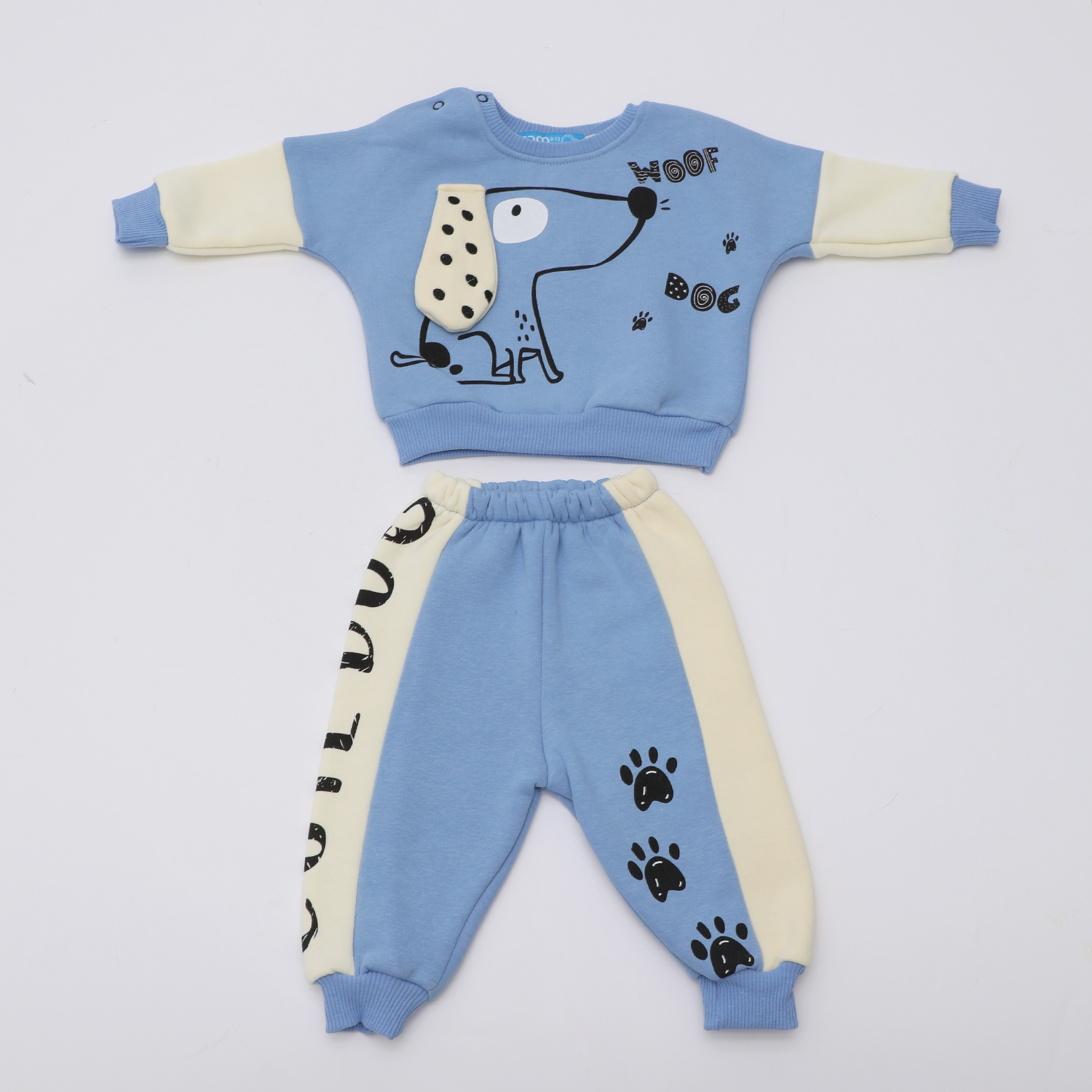 Παιδικά/Baby/Ρούχα/Σετ SAM 0-13 - Βρεφικό σετ φόρμας SAM 0-13 WOOF DOG γαλάζιο εκρού