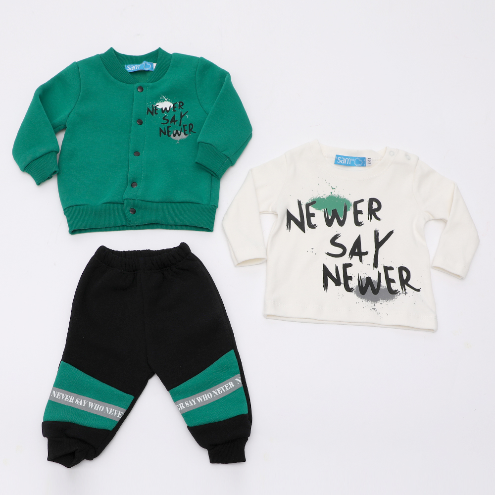 Παιδικά/Baby/Ρούχα/Σετ SAM 0-13 - Βρεφικό σετ φόρμας SAM 0-13 NEWER SAY NEWER πράσινο μαύρο