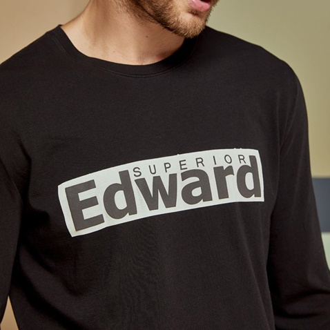 EDWARD JEANS-Ανδρική μπλούζα EDWARD JEANS KAGE μαύρη