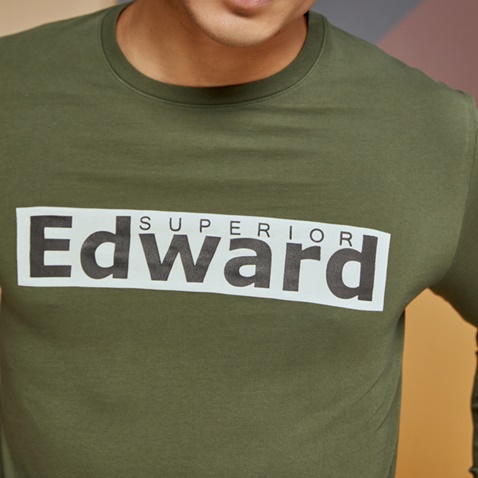 EDWARD JEANS-Ανδρική μπλούζα EDWARD JEANS KAGE λαδί