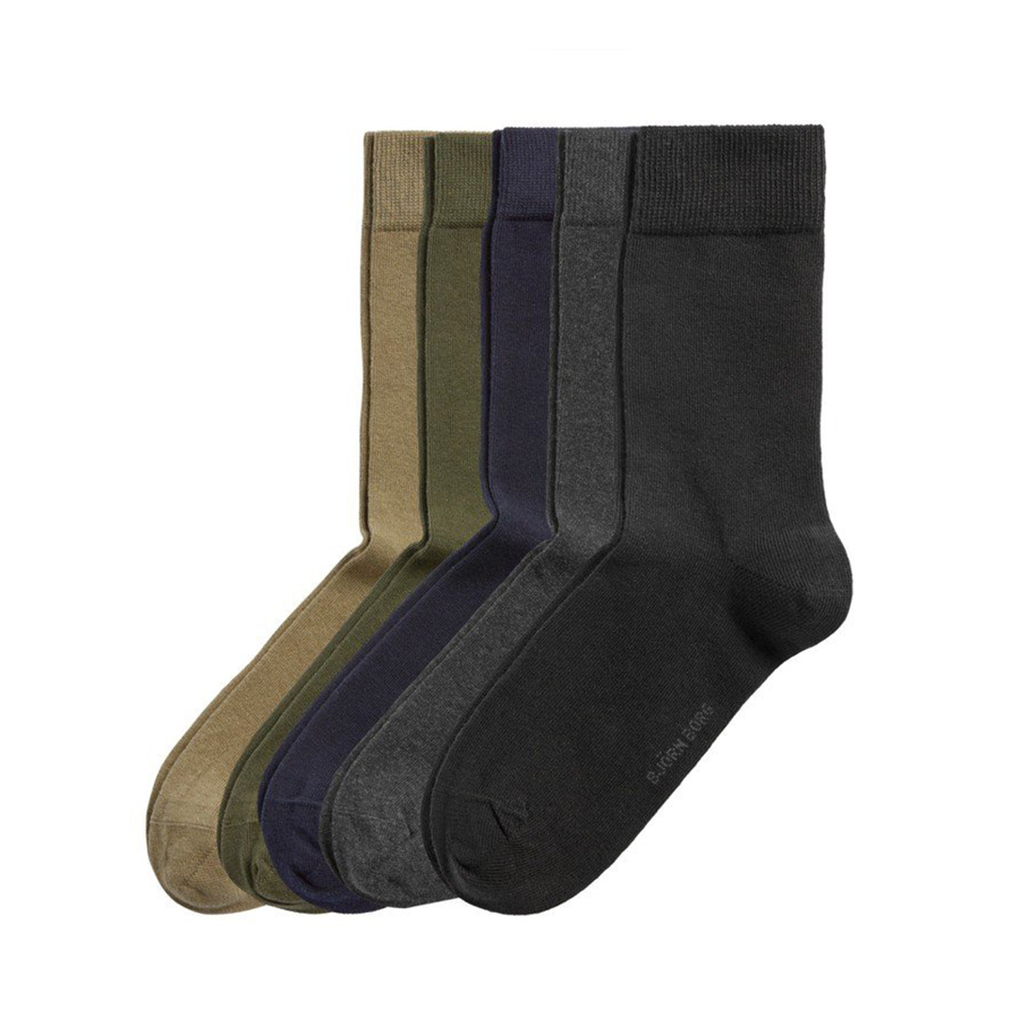 Ανδρικά/Αξεσουάρ/Κάλτσες BJORN BORG - Σετ από πέντε ζευγάρια μονόχρωμες κάλτσες BJORN BORG ESSENTIAL μπλε χακι γκρι