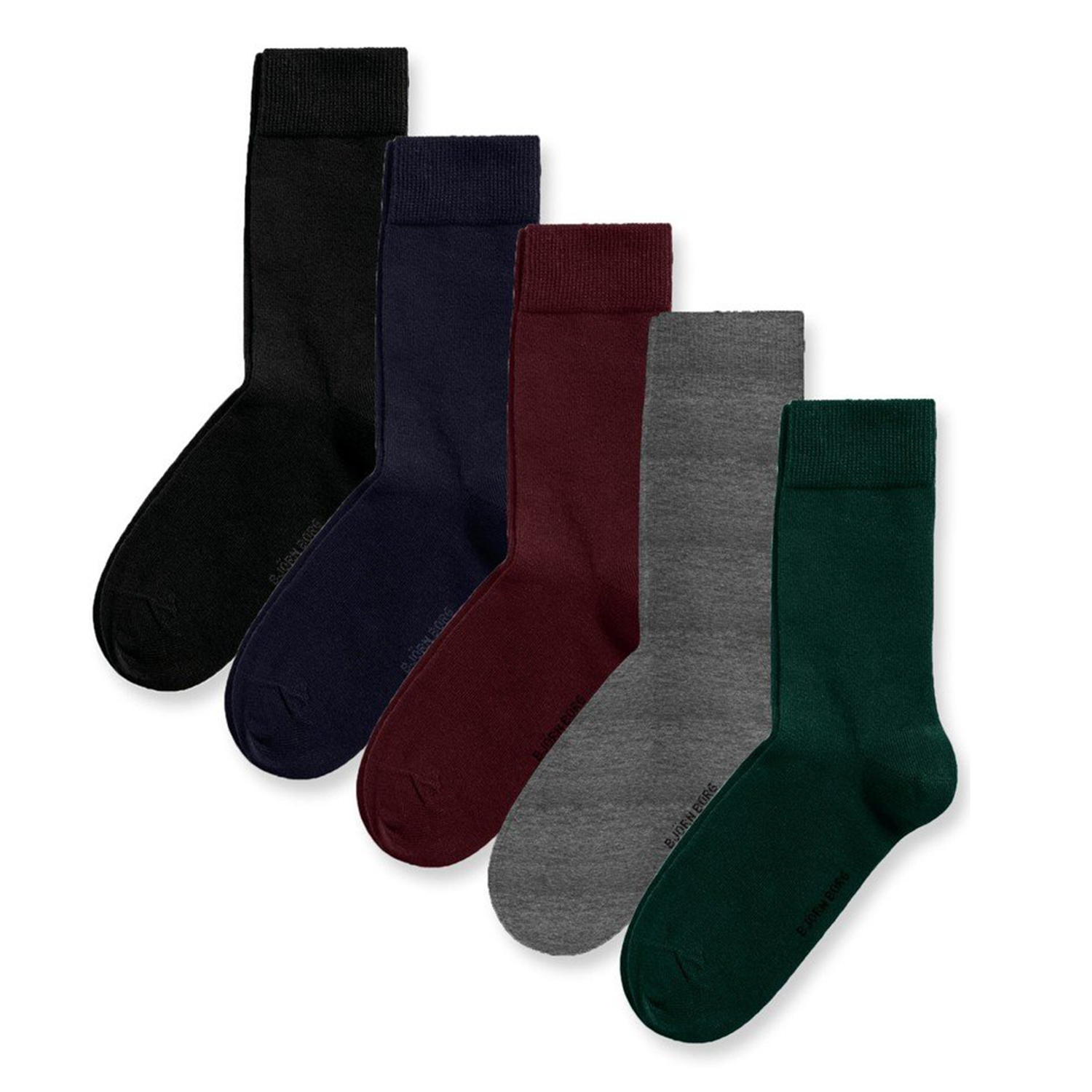 Ανδρικά/Αξεσουάρ/Κάλτσες BJORN BORG - Σετ από πέντε ζευγάρια μονόχρωμες κάλτσες BJORN BORG μπλε πράσινες μπορντό
