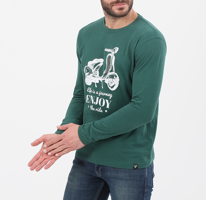 Ανδρικά/Ρούχα/Μπλούζες/Μακρυμάνικες GREENWOOD - Ανδρική μπλούζα GREENWOOD PEACH FINIS πράσινη