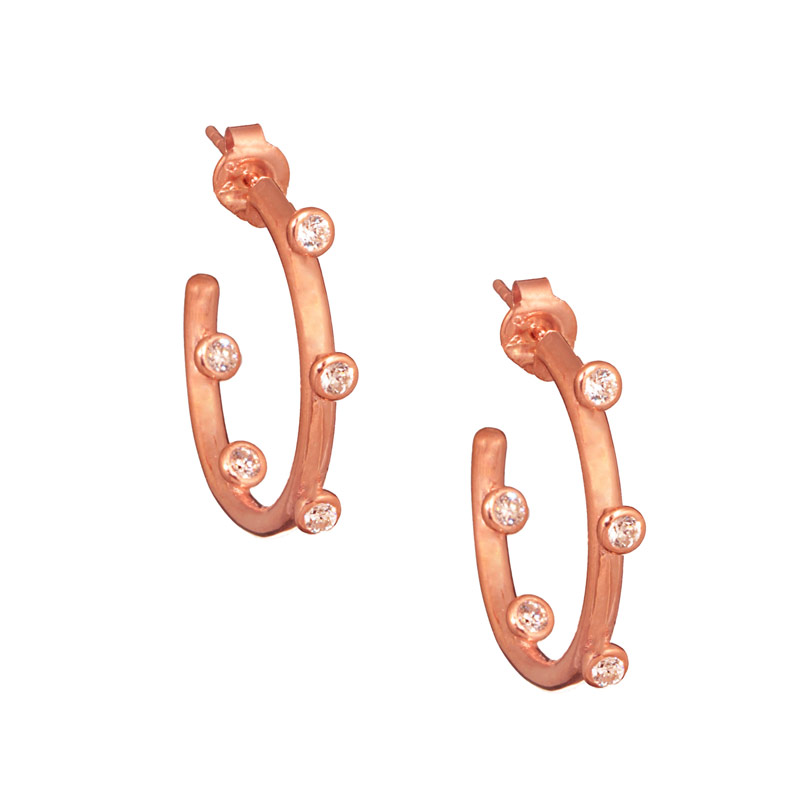 JEWELTUDE Γυναικεία ασημένια σκουλαρίκια JEWELTUDE ροζ χρυσά