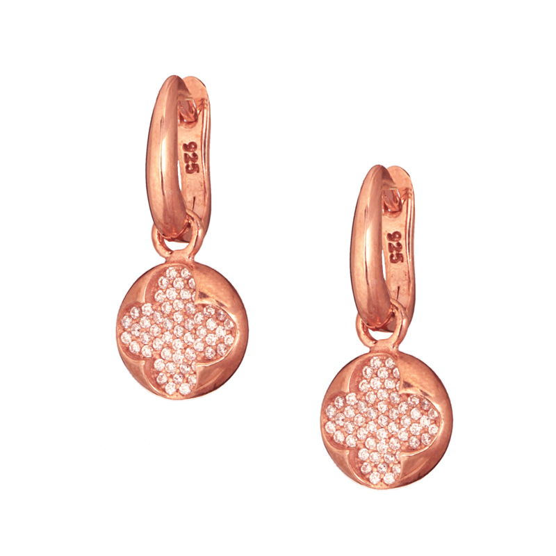 JEWELTUDE Γυναικεία ασημένια κρεμαστά σκουλαρίκια JEWELTUDE ροζ χρυσά