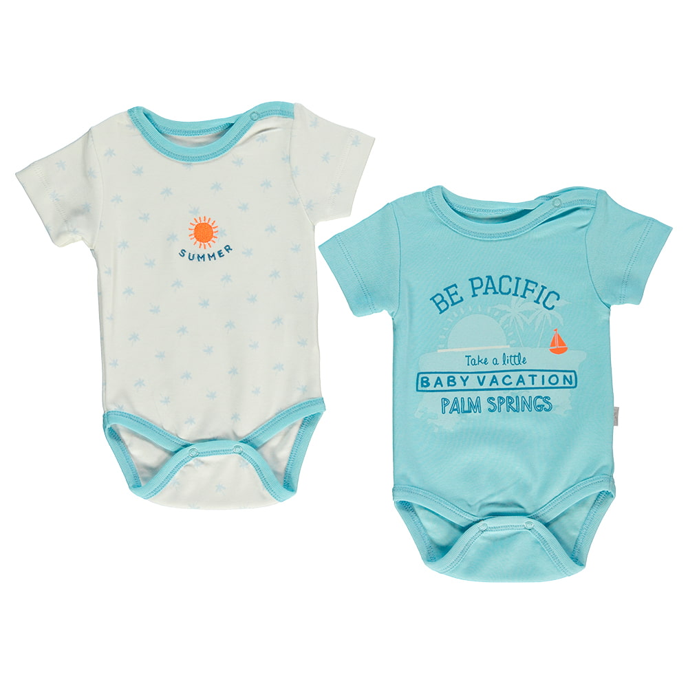 Παιδικά/Baby/Ρούχα/Φορμάκια-Κορμάκια SAM 0-13 - Βρεφικά φορμάκια σετ των 2 SAM 0-13 BE PACIFIC γαλάζιο λευκό