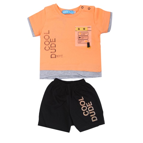 SAM 0-13-Βρεφικό σετ από μπλούζα και σορτσάκι SAM 0-13 COOL DUDE πορτοκαλί μαύρο