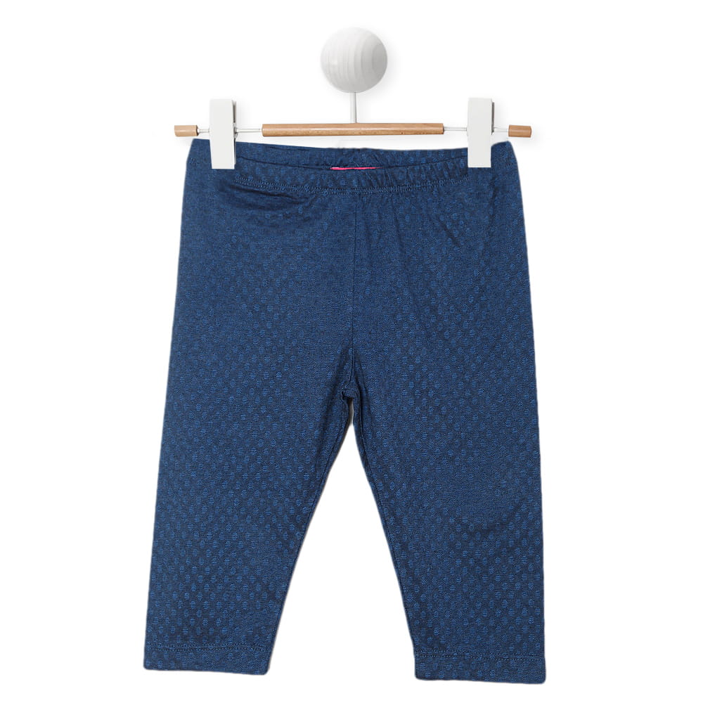 Παιδικά/Girls/Ρούχα/Παντελόνια SAM 0-13 - Παιδικό κάπρι κολάν SAM 0-13 μπλε ζακάρ