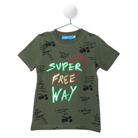 SAM 0-13-Παιδική μπλούζα SAM 0-13 SUPER FREE WAY χακί