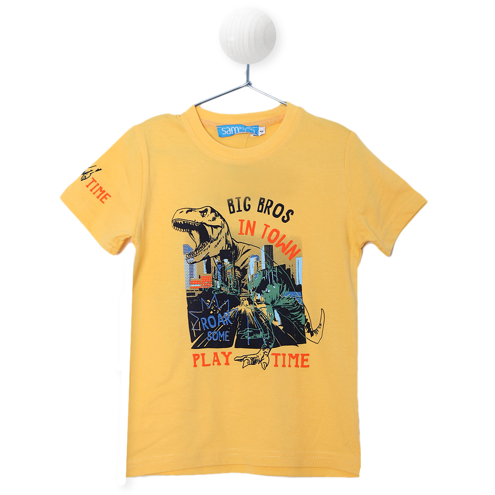 Παιδικά/Boys/Ρούχα/Μπλούζες Κοντομάνικες-Αμάνικες SAM 0-13 - Παιδική μπλούζα SAM 0-13 BIG BROS IN TOWN κίτρινη