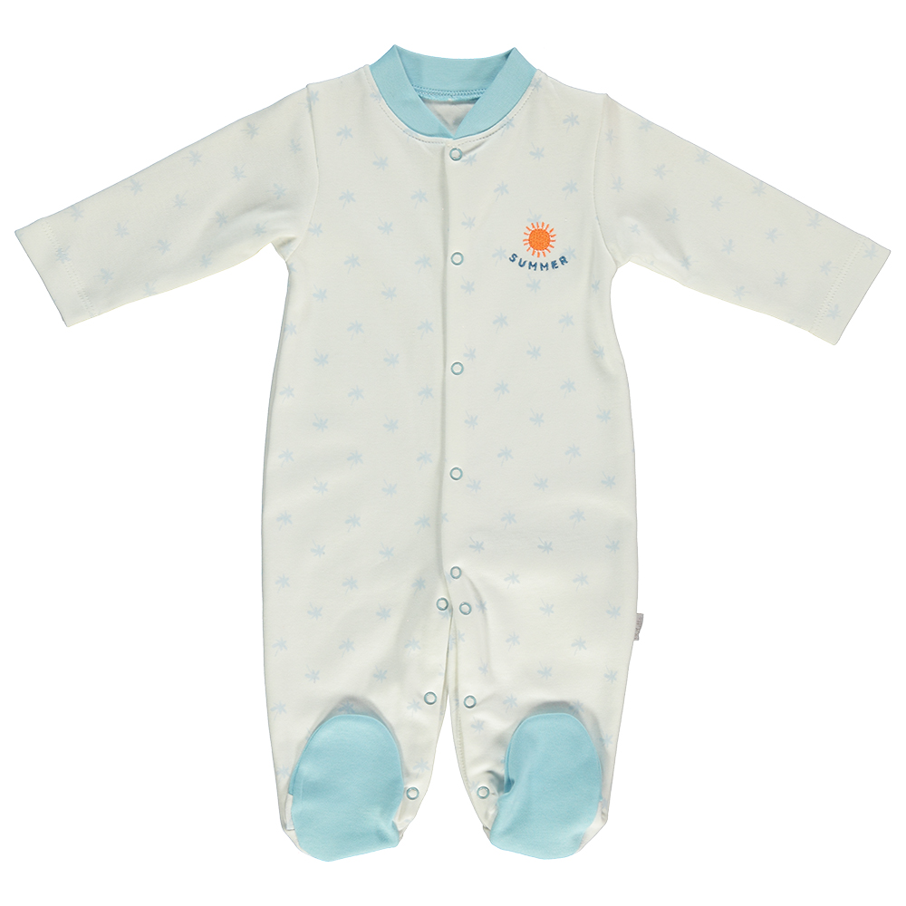 Παιδικά/Baby/Ρούχα/Φορμάκια-Κορμάκια SAM 0-13 - Βρεφικό ολόσωμο φορμάκι SAM 0-13 SUMMER λευκό γαλάζιο