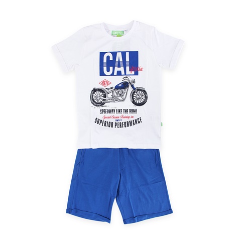 SAM 0-13-Παιδικό σετ από μπλούζα και σορτσάκι SAM 0-13 CALifornia λευκό μπλε