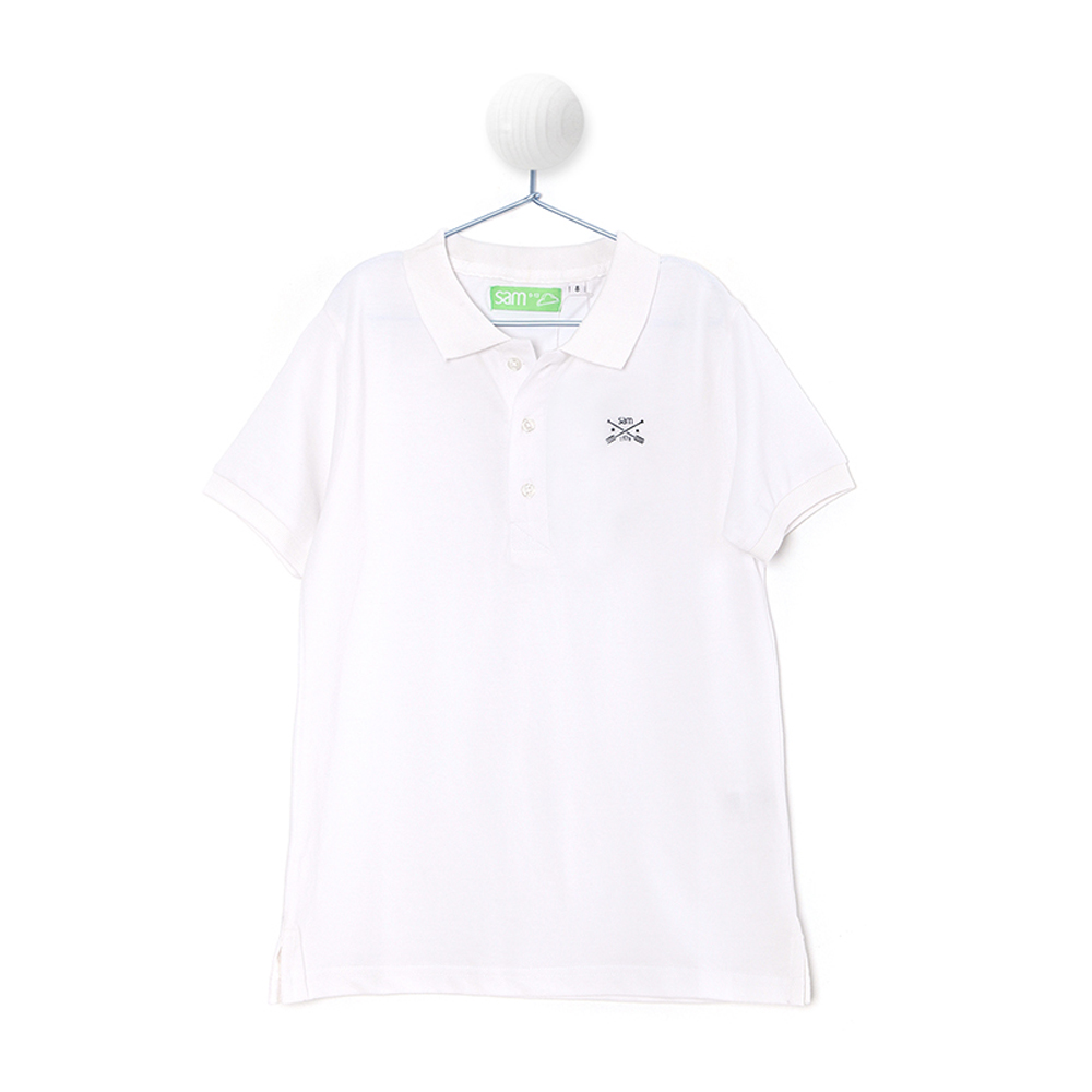 Παιδικά/Boys/Ρούχα/Μπλούζες Κοντομάνικες-Αμάνικες SAM 0-13 - Παιδική polo μπλούζα SAM 0-13 λευκή