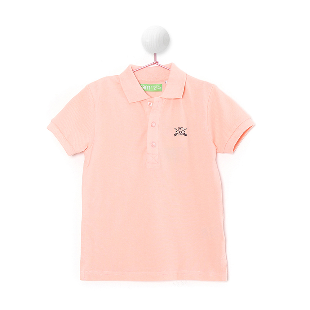 Παιδικά/Boys/Ρούχα/Μπλούζες Κοντομάνικες-Αμάνικες SAM 0-13 - Παιδική polo μπλούζα SAM 0-13 σομόν