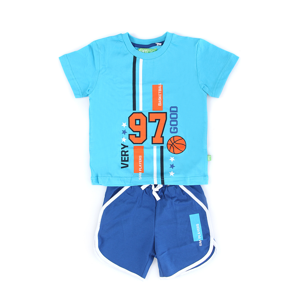 Παιδικά/Baby/Ρούχα/Σετ SAM 0-13 - Παιδικό σετ από μπλούζα και σορτσάκι SAM 0-13 BASKETBALL 97 μπλε