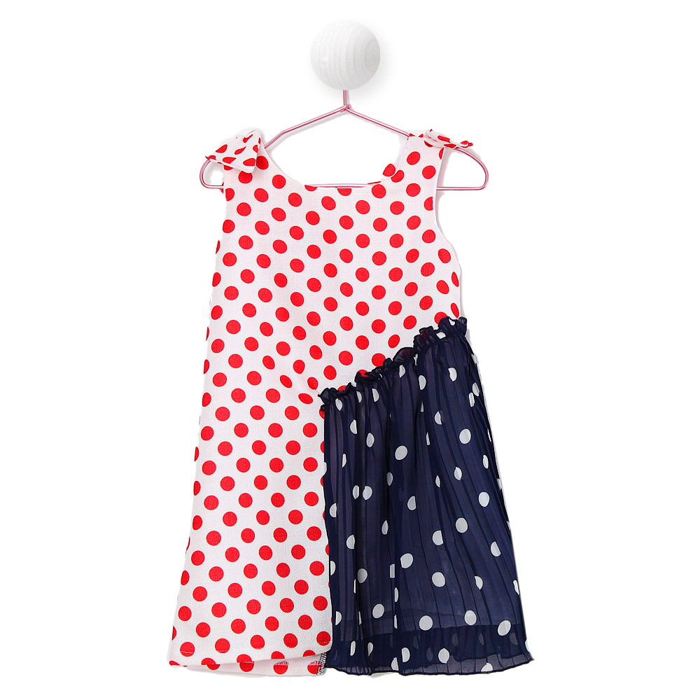 Παιδικά/Girls/Ρούχα/Φορέματα Κοντομάνικα-Αμάνικα SAM 0-13 - Παιδικό φόρεμα SAM 0-13 λευκό μπλε κόκκινο πουά